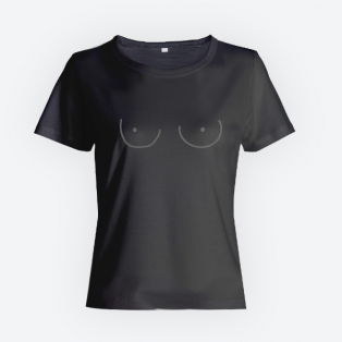 Женская прикольная футболка с нарисованной грудью
